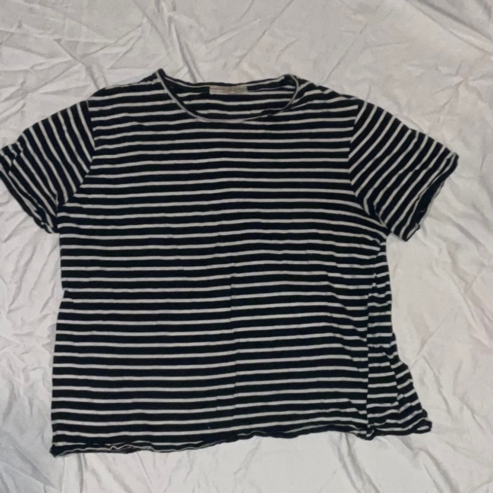 Zara Traffaluc Black and White Stripe Shirt